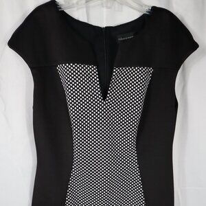 Connected Apparel Womens Dress 8 Black Polka Dot Shift Dress Cap Sleeves